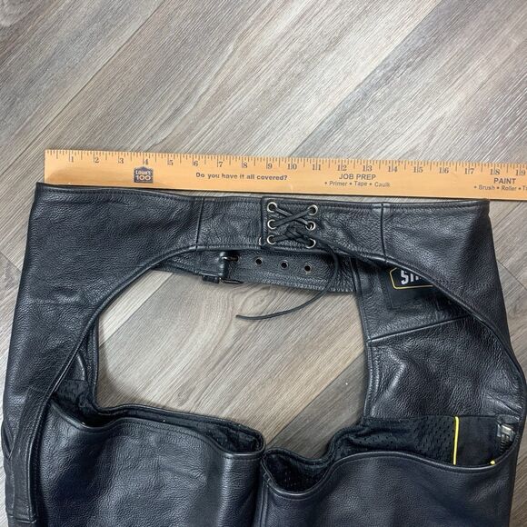 Street & Steel Mens Large Black Leather Motorcycle Chaps Fully Lined - Picture 3 of 6